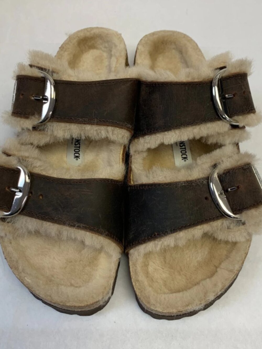 Birkenstock Arizona Big Buckle Shearling Brown Oiled Leather Narrow Width
